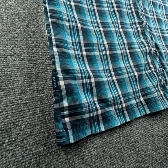 Kuhl Mens Short Sleeve Pearl Snap Up Shirt Plaid Blue Gray Eluxur Small Western - Picture 11 of 11